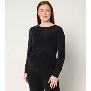 Barefoot Dreams CozyChic Ultra Lite Knot Back Pullover Sweater Women Small Black